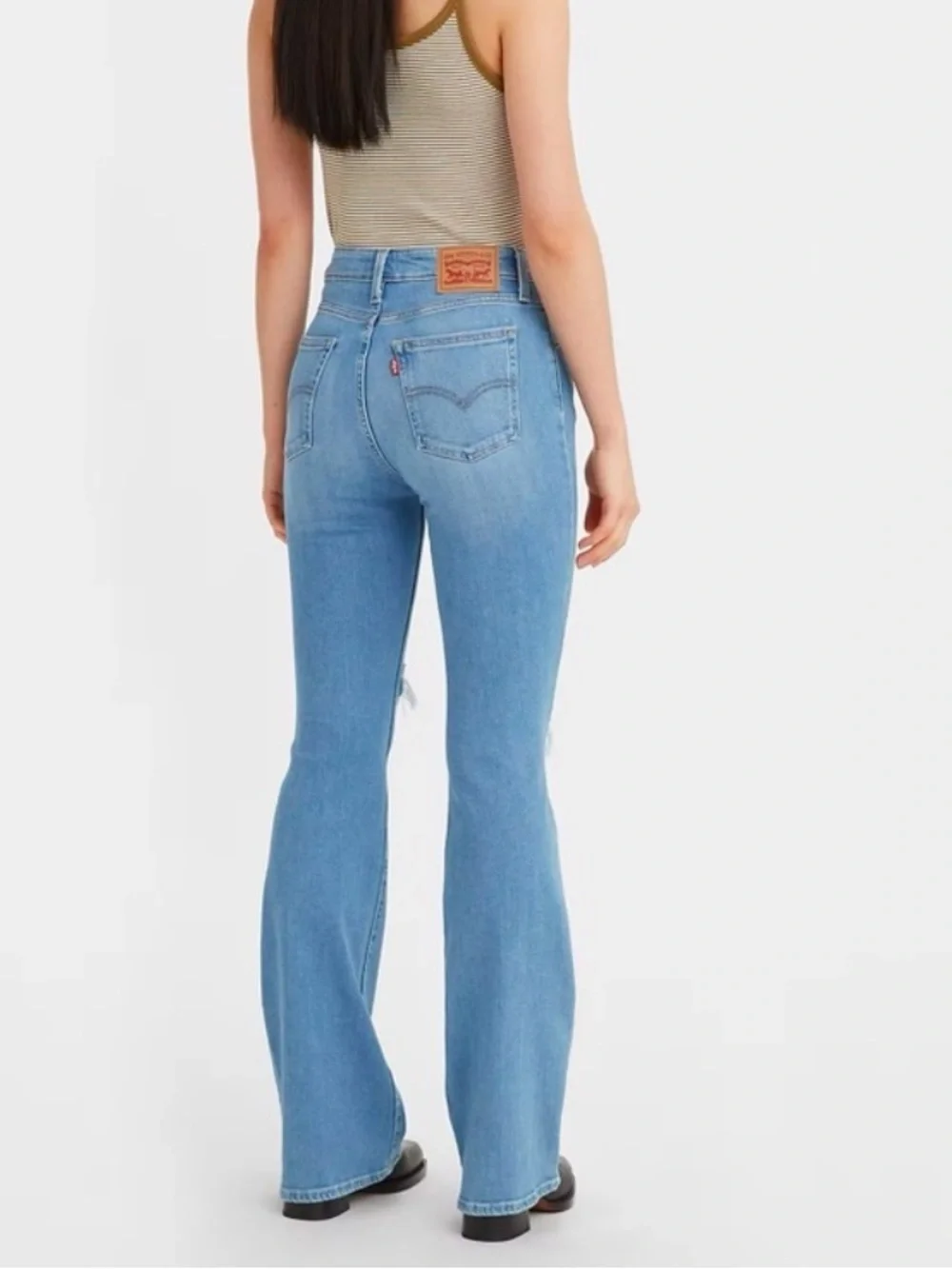 Levi’s 726 High rise Flare light wash blue jeans W31 L 32 distressed destroyed